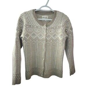 Telluride Clothing Co. Fair Isle Beaded Lambs Wool Cardigan Women's Size Small